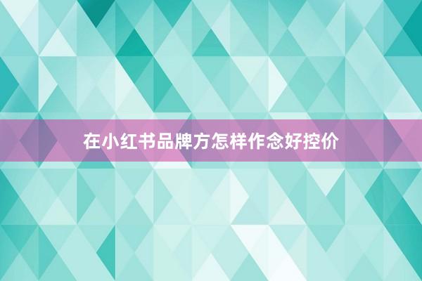 在小红书品牌方怎样作念好控价