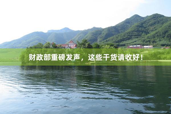 财政部重磅发声，这些干货请收好！