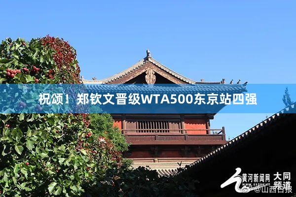 祝颂！郑钦文晋级WTA500东京站四强