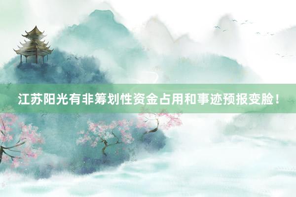 江苏阳光有非筹划性资金占用和事迹预报变脸！