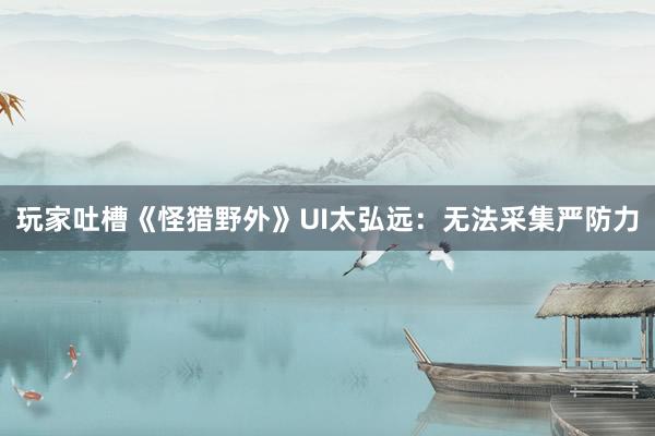 玩家吐槽《怪猎野外》UI太弘远：无法采集严防力